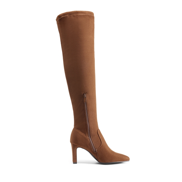 Stretch Thigh-High Boots - BROWN-SUEDE - 3