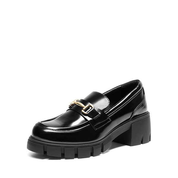 Chunky Slip-On Loafers - BLACK-PAT -  0