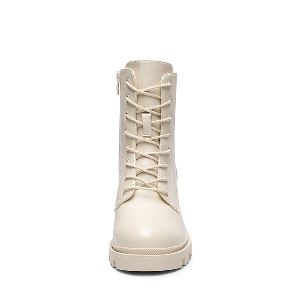 Lug Sole Combat Boots - BEIGE - 4