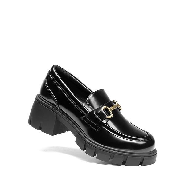 Chunky Slip-On Loafers - BLACK-PAT - 4