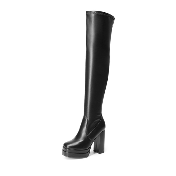 Chunky Platform Gogo Boots - BLACK -  0