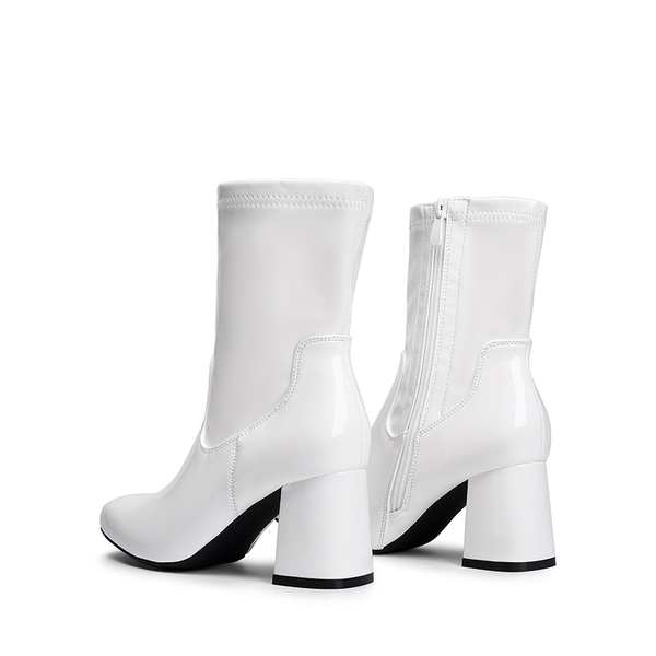 Mid Calf Square-Toe Gogo Boots - WHITE-PAT - 4
