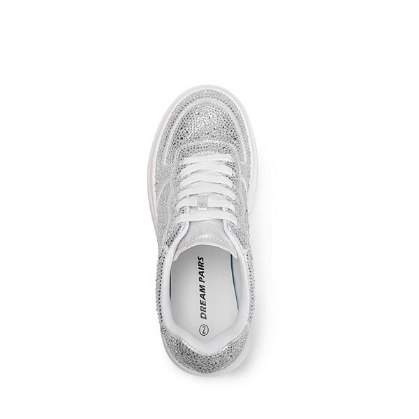 Rhinestone Platform Sneakers - STARRY RHINESTONE - 5