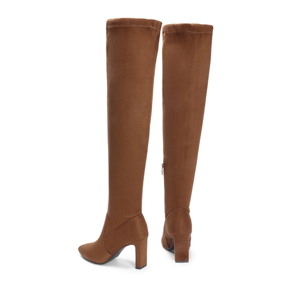 Stretch Thigh-High Boots - BROWN-SUEDE - 5