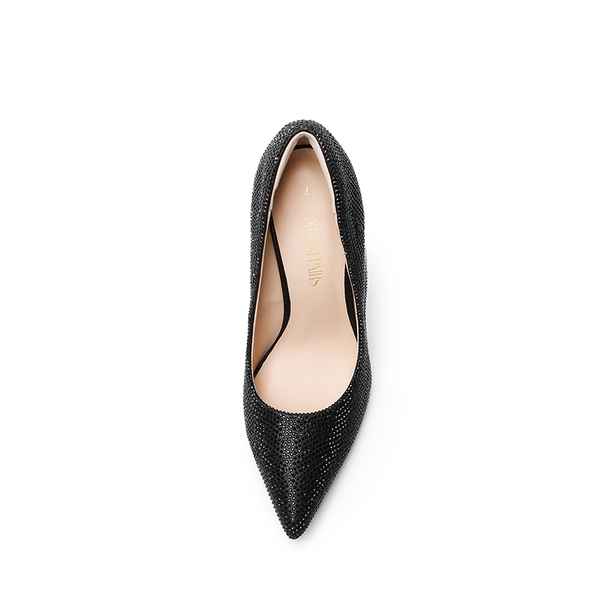 Sparkly Stiletto Sequin Pumps - BLACK-RHINESTONE - 4