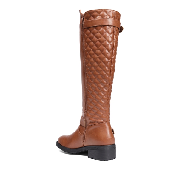 Knee High Winter Boots with Faux - LIGHT BROWN - 4