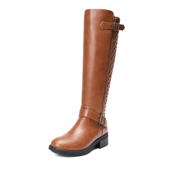 Knee High Winter Boots with Faux - LIGHT BROWN -  0