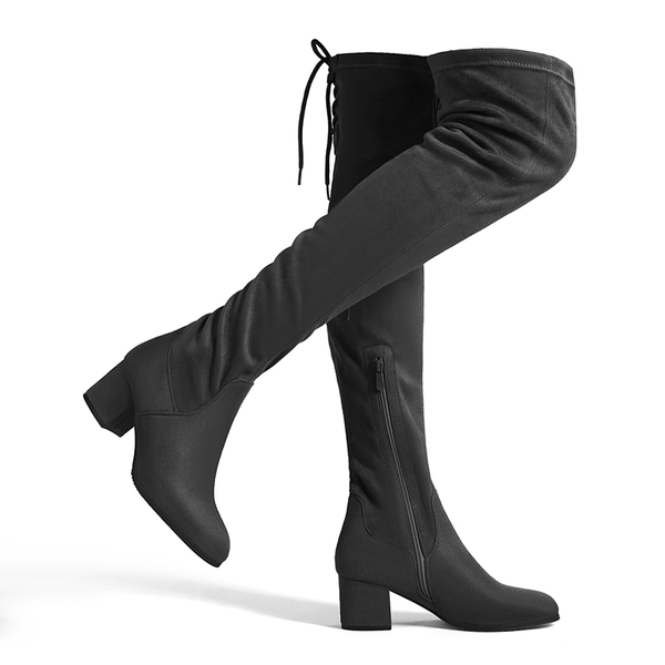Laurence Chunky Heel Thigh High Boots - GREY -  0