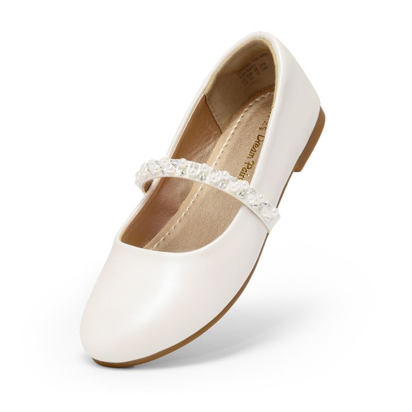 Girl's Strap Mary Jane Ballerina Flats - IVORY -  0