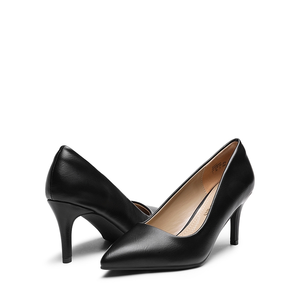 Pointed Toe Stiletto High Heel Pumps - BLACK PU - 3