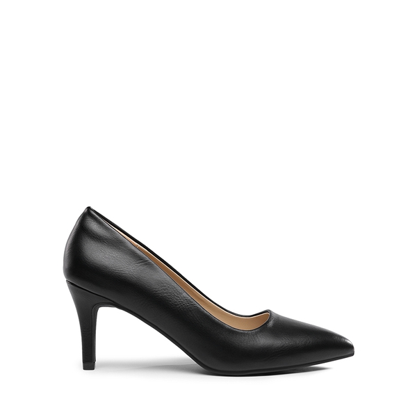 Pointed Toe Stiletto High Heel Pumps - BLACK PU - 1