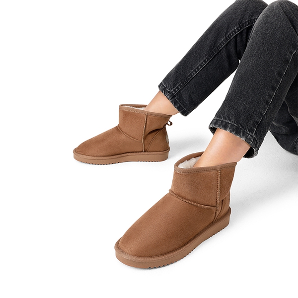 Faux Fur Lined Suede Snow Boots - CAMEL - 2