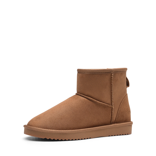 Faux Fur Lined Suede Snow Boots - CAMEL -  0