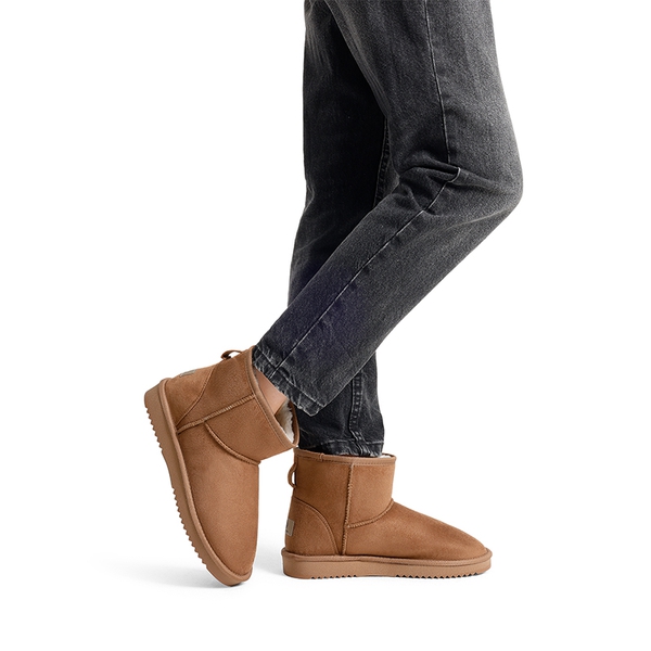 Faux Fur Lined Suede Snow Boots - CAMEL - 1