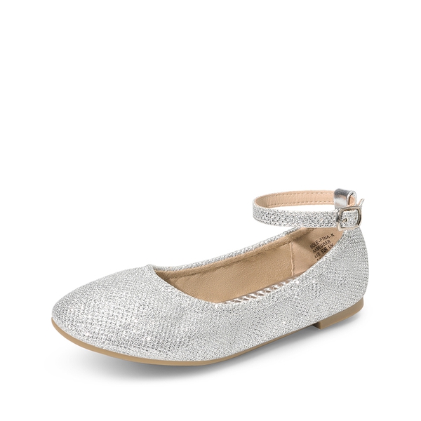 Girls Ballerina Flat Shoes - SILVER GLITTER -  0