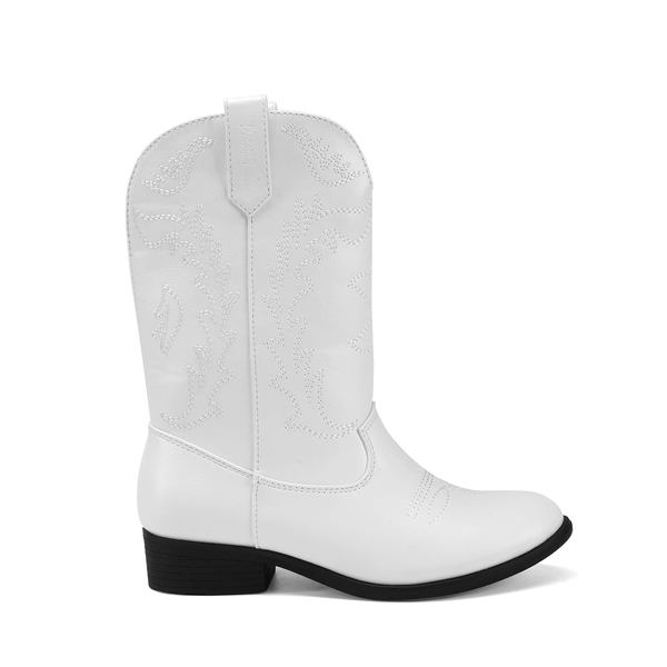 Mid Calf Kids Cowboy Riding Boots - WHITE - 1