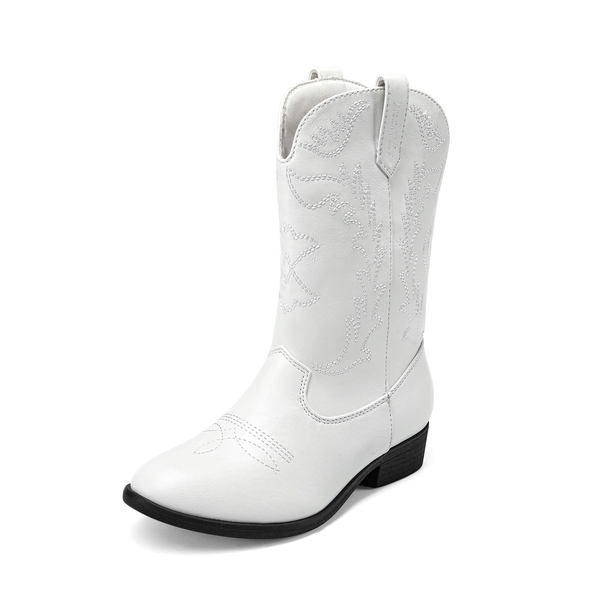 Mid Calf Kids Cowboy Riding Boots - WHITE -  0