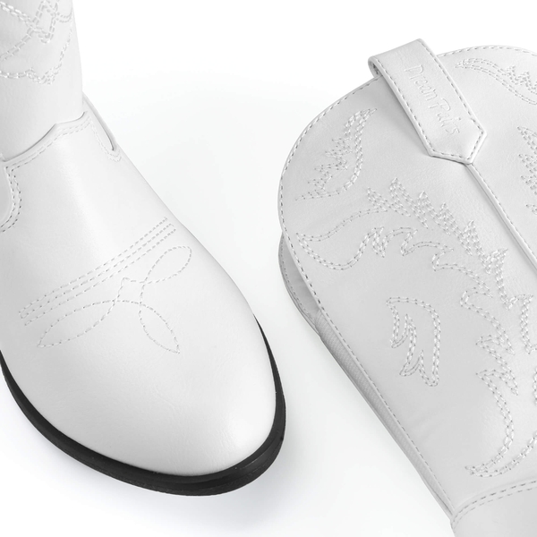 Mid Calf Kids Cowboy Riding Boots - WHITE - 2