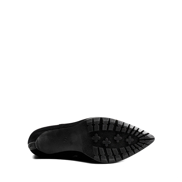 Wrinkle Design Pointed Toe Mid Calf Boots - BLACK-SUEDE - 5