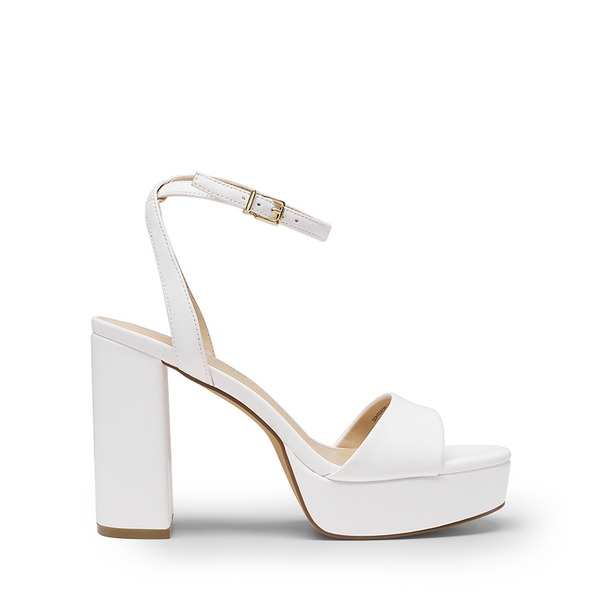 Platform Chunky High Heel Sandals - WHITE-PU - 3