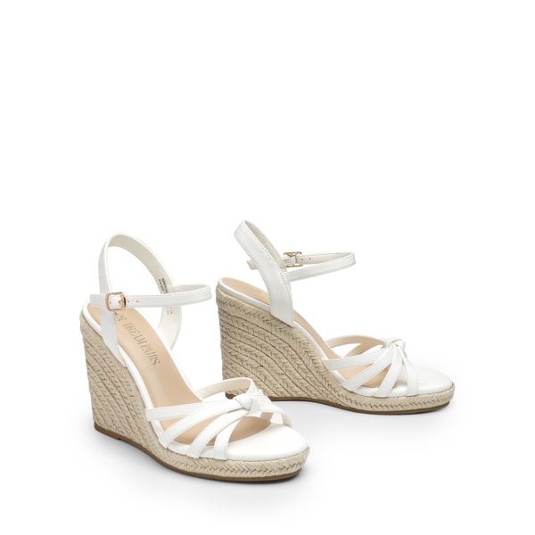 Espadrille Strappy Wedge Sandals - WHITE-PU - 5
