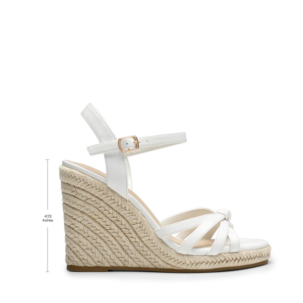 Espadrille Strappy Wedge Sandals - WHITE-PU - 3