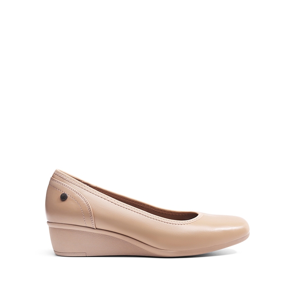 Square Toe Wedge Dress Pumps - NUDE-PU - 3