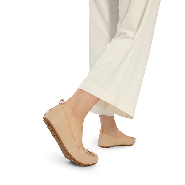 Foldable Bowknot Lightweight Flats - NUDE - 3
