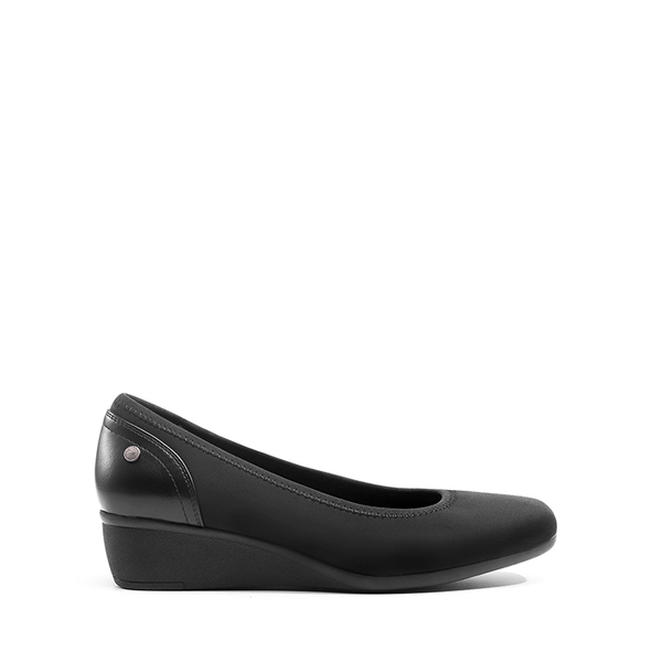 Square Toe Wedge Dress Pumps - BLACK-LYCRA - 3