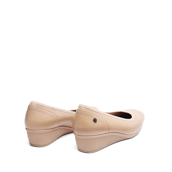 Square Toe Wedge Dress Pumps - NUDE-PU - 5