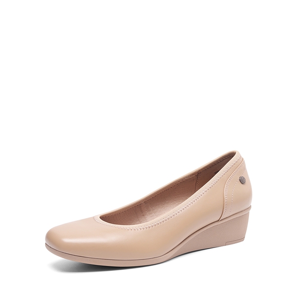 Square Toe Wedge Dress Pumps - NUDE-PU -  0