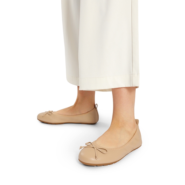 Foldable Bowknot Lightweight Flats - NUDE - 1
