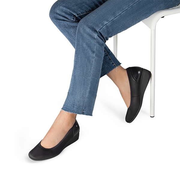 Square Toe Wedge Dress Pumps - BLACK-LYCRA - 2