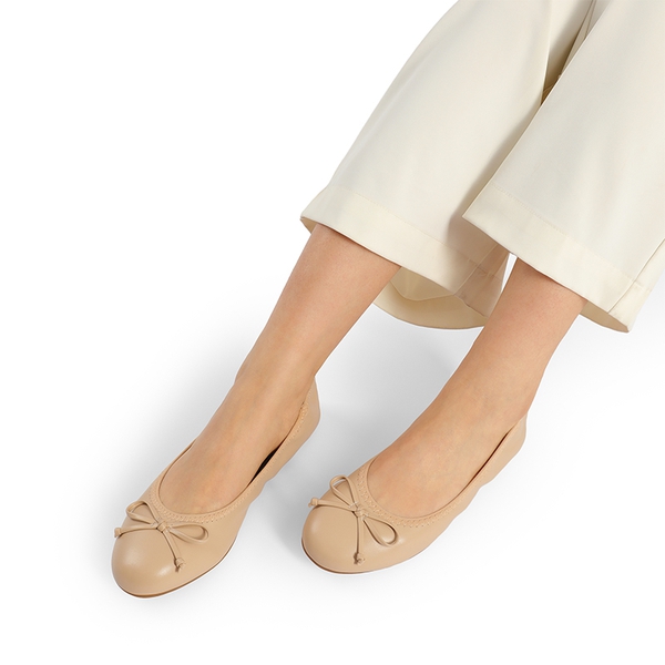 Foldable Bowknot Lightweight Flats - NUDE - 2