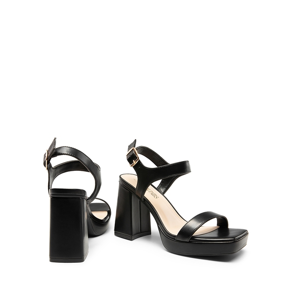 Platform Strap Chunky High Heel Sandals - BLACK-PU - 5