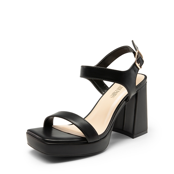 Platform Strap Chunky High Heel Sandals - BLACK-PU -  0