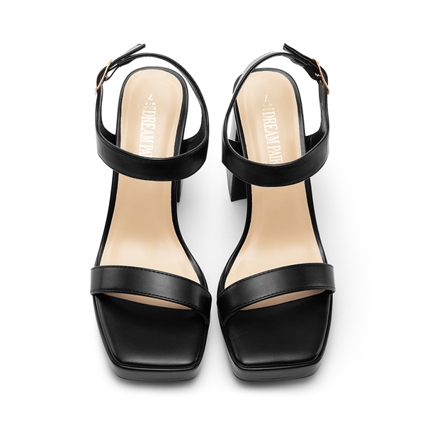 Platform Strap Chunky High Heel Sandals - BLACK-PU - 4