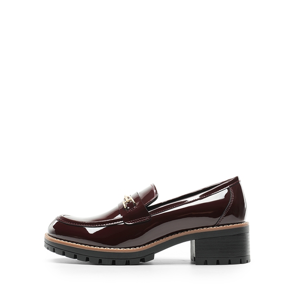 Lug Sole Slip-On Chunky Loafers - BURGUNDY-PAT - 3