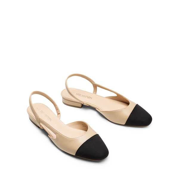Slingback Cap Toe Flats - NUDE - 4