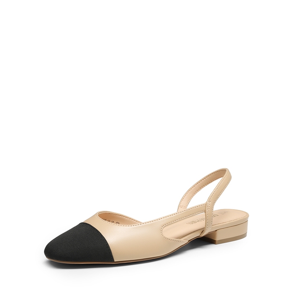 Slingback Cap Toe Flats - NUDE -  0