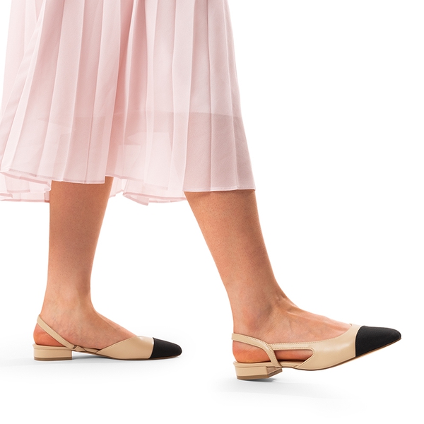 Slingback Cap Toe Flats - NUDE - 1