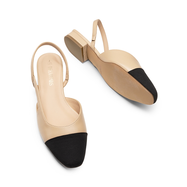 Slingback Cap Toe Flats - NUDE - 6