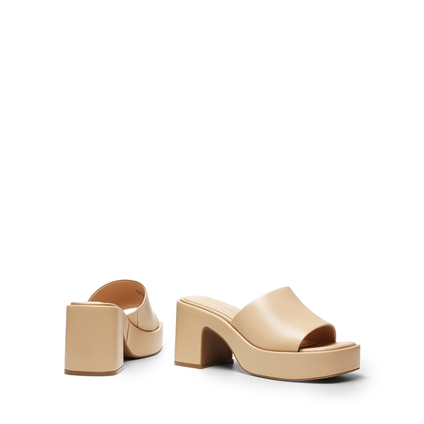 Platform Slip On Chunky Sandals - NUDE-PU - 3