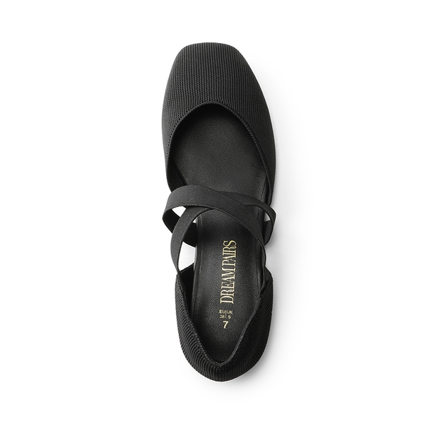 Sustainable Criss Cross Knit Ballet Flats - BLACK-ECO - 2