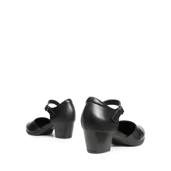 Comfortable Strap Low Block Heel Pumps - BLACK - 3