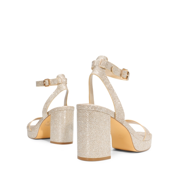 Platform Ankle Strap Heel Sandals - GOLD-GLITTER - 2
