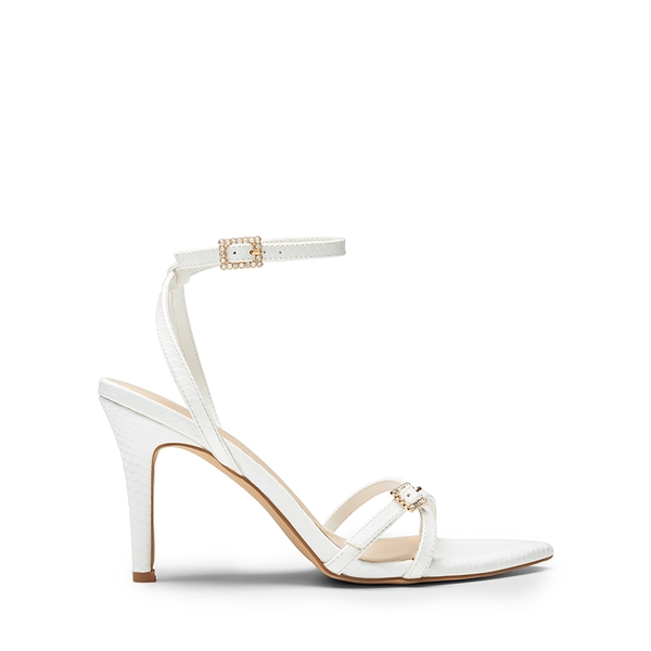 Criss-Cross Strap Stiletto Heel Sandals - WHITE-PAT - 3