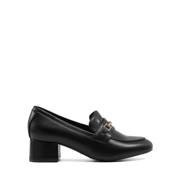 Horse Bit Detail Chunky Loafers - BLACK - 1