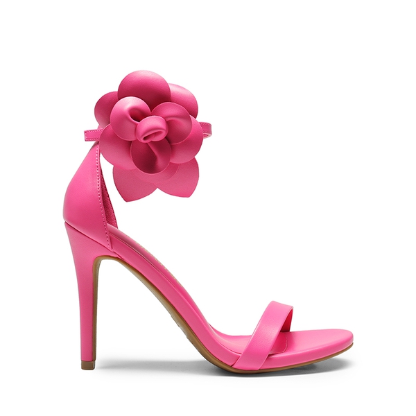 Floral Stiletto Heel Sandals - HOT PINK-PU - 4
