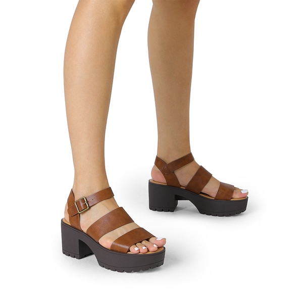 Platform Chunky Fisherman Sandals - BROWN - 1